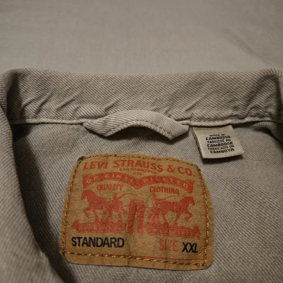 Levi’s Men’s XXL Gray Denim Trucker Jacket Cotton Stretch Classic Jean Coat - Picture 3 of 8